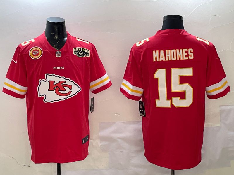 Men Kansas City Chiefs #15 Mahomes Red Nike Team Logo 2025 NFL Jersey style 7